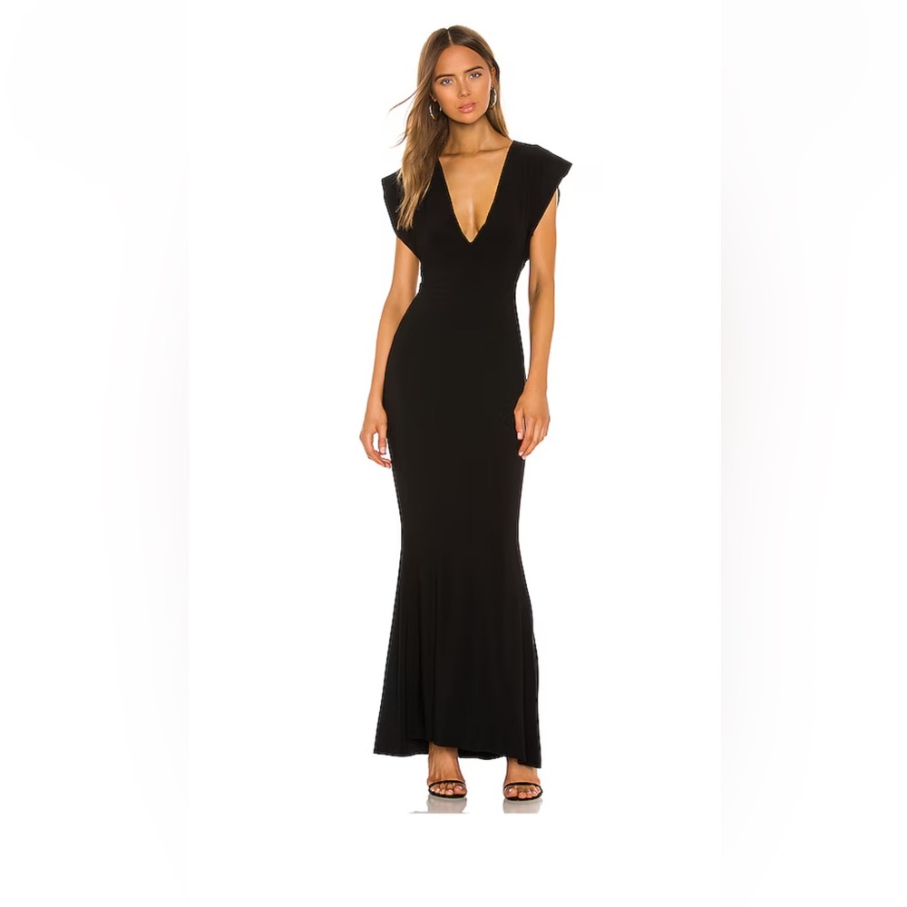 X REVOLVE V Neck Rectangle Gown in Black